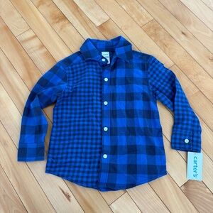 Carter's Boys NEW Long Sleeve Button Down Boys Shirt Brand New Size 2T Blue